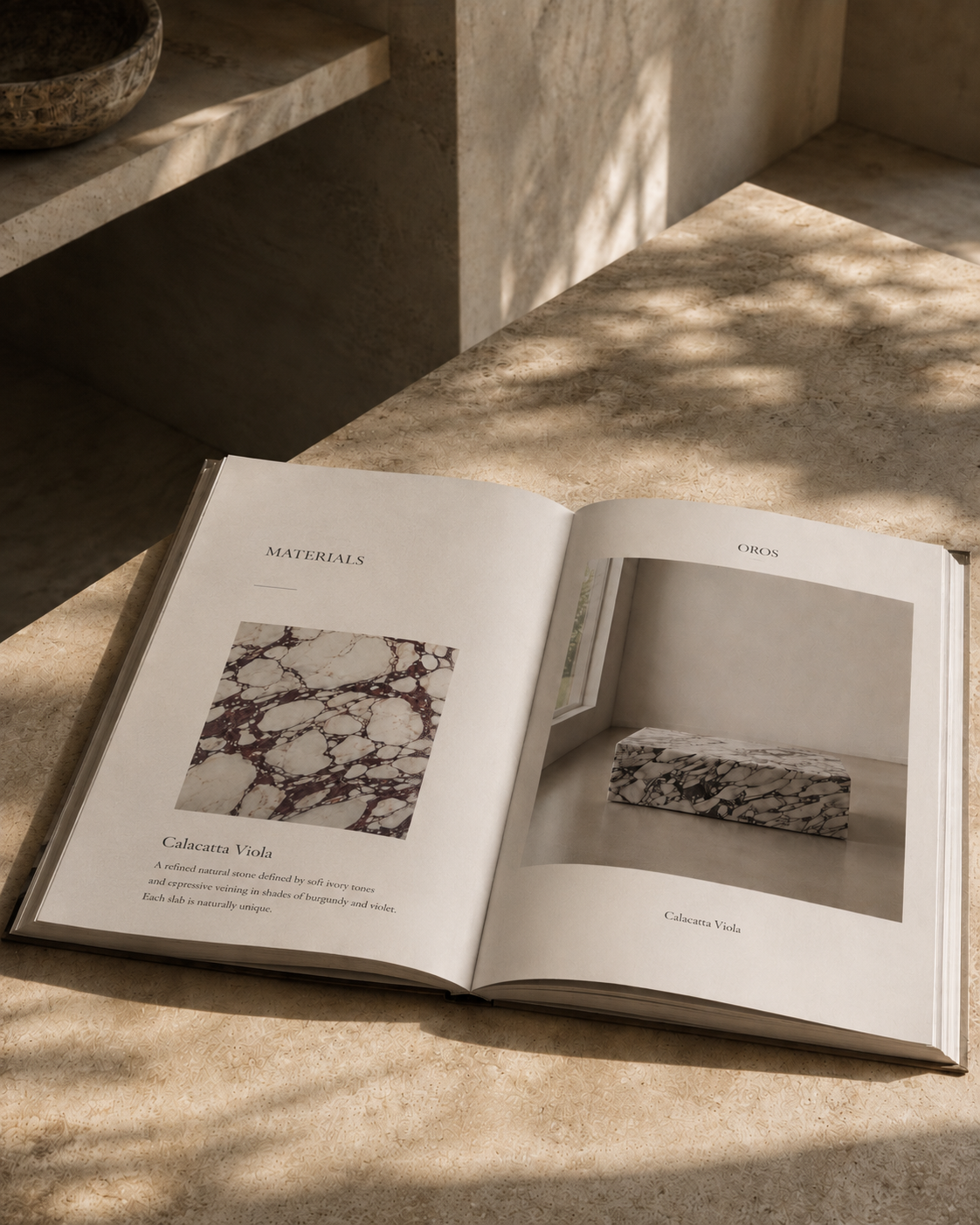 Calacatta Viola stone catalog spread